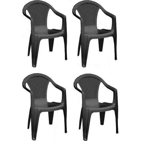 SET 4 SEDIE DA GIARDINO KORA IN POLIPROPILENE COLORE MOKA 55 X 54 X 82 CM (1/5)