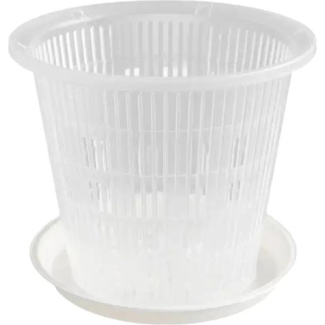 Pot à orchidées transparent Ff 5 avec trous + base (1/5)