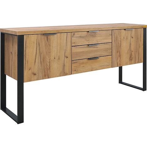 Buffet 2 portes 3 tiroirs pieds métal Ron (1/5)