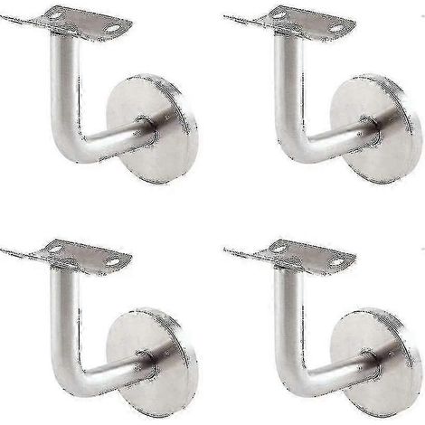 Ensemble de 4 supports muraux pour main courante d'escalier en acier inoxydable argenté (1/5)
