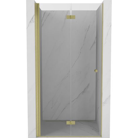 Mexen Mist-F Falttür Dusche links 110 cm, transparent, gebürstetes Gold - 8A6-110-000-55-00-L (1/5)