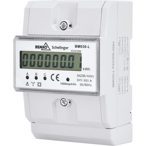 Compteur électrique triphasé 5(80)A - Rail DIN - IP20 - 114x75x68mm (1/5)
