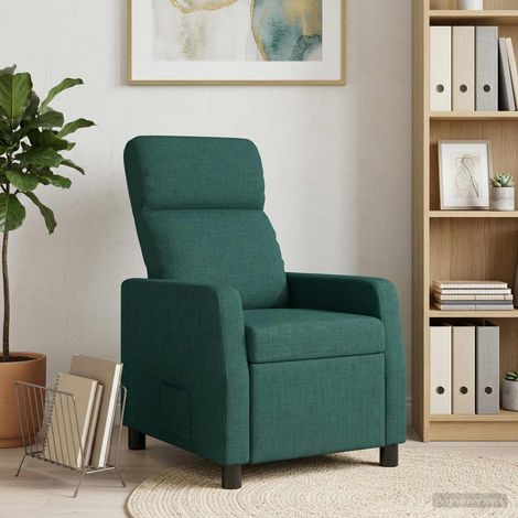vidaXL Poltrona reclinabile Verde Scuro Tessuto (1/5)
