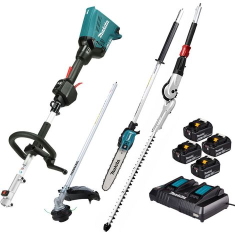 MAKITA Pack Outil Multifonctions 36V DUX60 + Coupe-Herbe + Perche élagueuse + Taille-haies + 4 batt 5Ah + Chargeur double