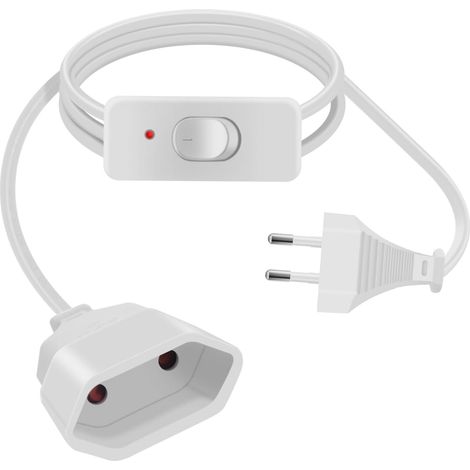 Rallonge Euro Cable avec Interrupteur 2.5A 250V Câble D'extension Euro avec Interrupteur 2x0.75 mm², pour Appareils Ménagers, Lampes de Table, Téléviseurs, Ordinateurs Etc (Blanc, 3 m) (1/5)