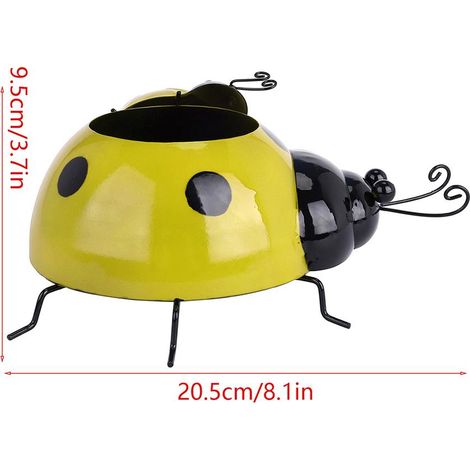 Pot de fleurs en métal en forme de coccinelle, motif insecte, pour la décoration intérieure ou extérieure. (1/4)