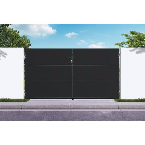 Portail acier noir mat 3m NALI H.160cm (1/5)