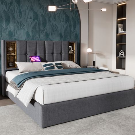 Letto matrimoniale contenitore con materasso USB OKMYHOME (1/5)