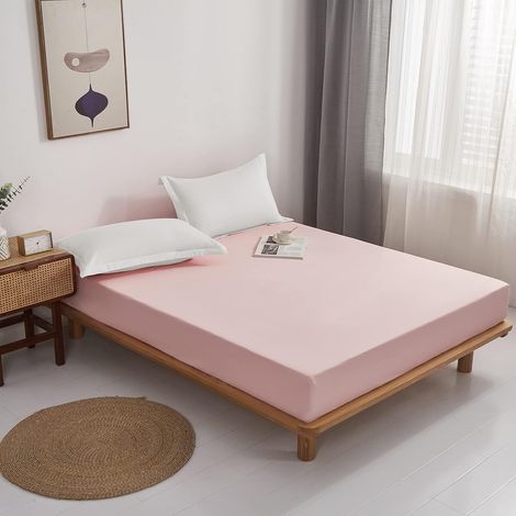 Drap Housse 180x200cm avec Bonnet 30cm Rose Drap Housse 100 GSM en Microfibre de Haute Qualité 100 (1/5)