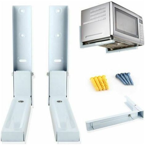 Extendable White Wall BRACKETS for Microwave, TV, Aquarium, Wall-mounted Steel Rack, holds up to 40kg (1/4)