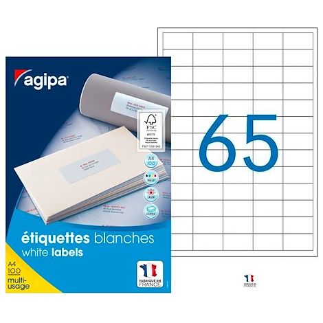Etiquettes adresses 38 x 21,2 mm Agipa 118990 - Boîte de 6500 (1/2)