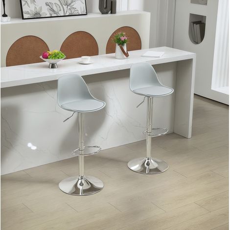 Silla alta giratoria con respaldo regulable en gris OKMYHOME (1/4)