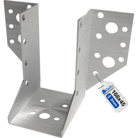 Sabots de charpente 45 x 168 mm – Galvanisé – Ailes extérieures – Sabots de poutre – Connecteurs de suspension pour poutres bois – Support robuste pour charpente et pergola – GeZu Impex