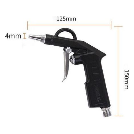 Pistolet soufflette 1/4 pour compresseur d'air comprimé max 6 bar - Ø de buse 4 mm - buse courte 25 mm - outil pneumatique nettoyage - couleur noir (1/4)