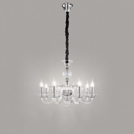 BOUGIE Sospensione 8 luci in metallo e vetro trasparente attacco E14 d.85cm (1/2)