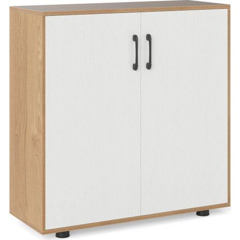 Meuble de rangement 2 portes, meuble d'accent moderne avec étagère réglable sur 5 positions - naturel (1/5)