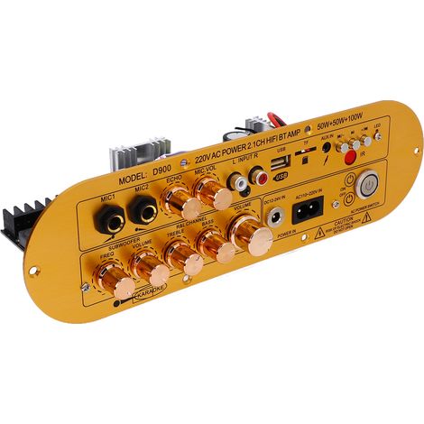 Amplificateur Audio Numérique Bluetooth HiFi 2.1 Canaux 50Wx2 + 100W Caisson de Basses, Entrées Multiples, Protection Intégrée, Prise US