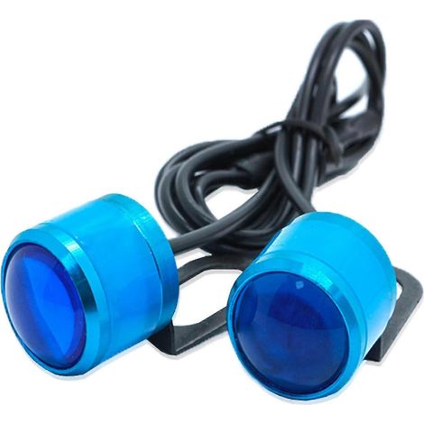 Feu stroboscopique LED pour moto, en alliage d'aluminium, 12 V, 2 W, clignotant, feu stop, pour modification, bleu