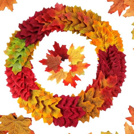 300 feuilles d érable d automne feuilles d automne artificielles de couleurs mélangées pour décorer une salle à thème automnale la (1/5)