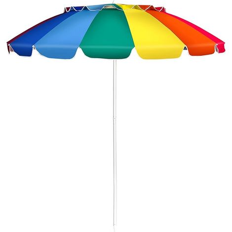 COSTWAY Ombrellone da Spiaggia 2,43 m, Ombrellone Portabile da Esterno con Borsa di Trasporto, con Protezione Solare, Ideale per Spiaggia, Balcone, Giardino, Colorato (1/5)