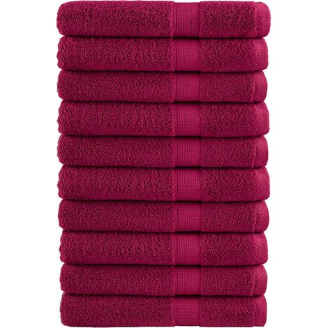 vidaXL Toallas premium SOLUND 10 uds burdeos 100x200 cm 600 gsm (1/5)