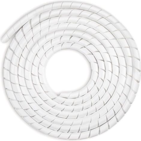 Universal Flexible Spiral Tube 6mm Cable Winder Kit, 1 Pack Spiral Cable Winder Tube to Protect TV/PC/USB/TV/AUX Antenna Cable (15m), White (6mm, 15m) (1/5)