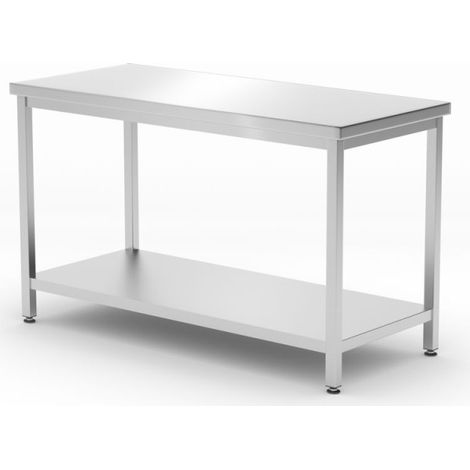 Table de travail centrale avec étagère - vissée, profondeur 600 mm - Ref 817179 - 60x120xH88 cm - Hendi