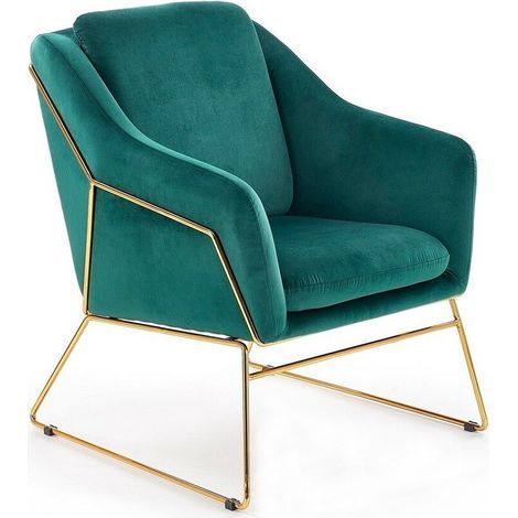 Sillón Houston 846, Turquesa + Dorado, 81x69x76cm, Tapiz, Patas: Metal, 0 (1/3)