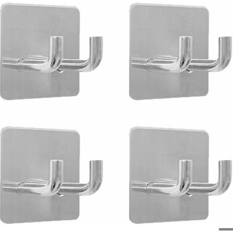 Selbstklebende Wandhaken – Edelstahl 304 – 4er-Pack – Silber – Grundfläche 4,5 x 4,5 cm – Maximale Tragkraft 3 kg