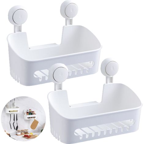 2 Étagères Douche Ventouse Puissante 22lb Détachable (1/5)