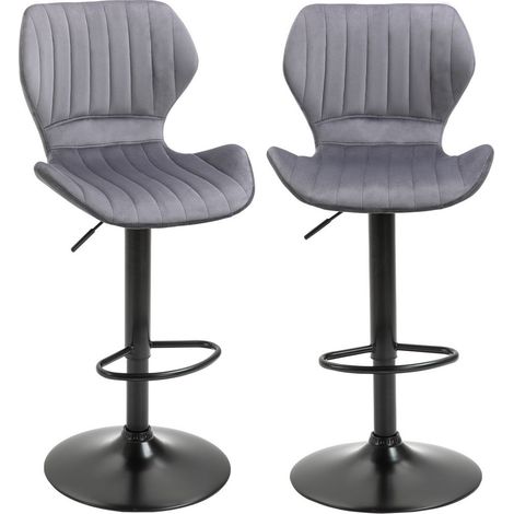 SET 2 SGABELL CON SCHIENALE E ALTEZZA REGOLABILE INDUSTRIAL GRIGIO-NERO (1/5)