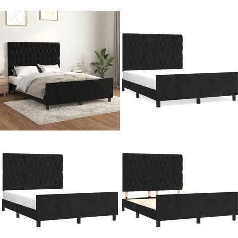 Bettgestell ohne Matratze Schwarz 140x190 cm Samt - Samtbettwäsche - Bettsofa - Boxspringbett - Doppelbett - Hochbett - Home & Living