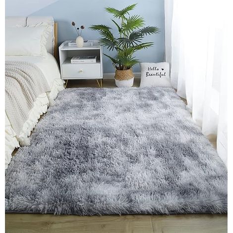 Tapis enfant shaggy antidérapant – Fausse fourrure ultra douce – 80 x 120 cm – Décoration intérieure – Gris clair