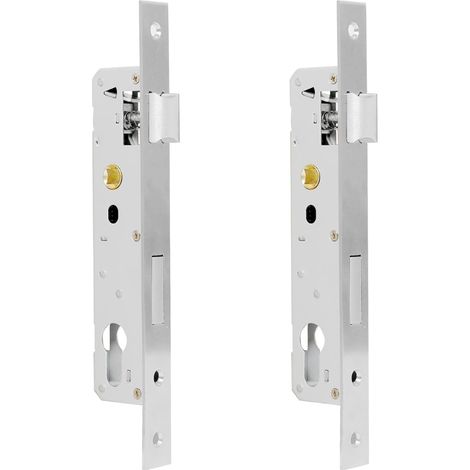 Serrures Encastrables pour Portail, Inox, Serrure Portillon 35 mm Serrure Portail Exterieur Tubulaires avec Cylindre et Gâche pour Portillon, Jardin et Garage Montage Gauche ou Droite (1/3)