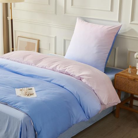 Bettwäsche-Set 2-teilig Mikrofaser Blau-Rosa Farbverlauf 135x200cm