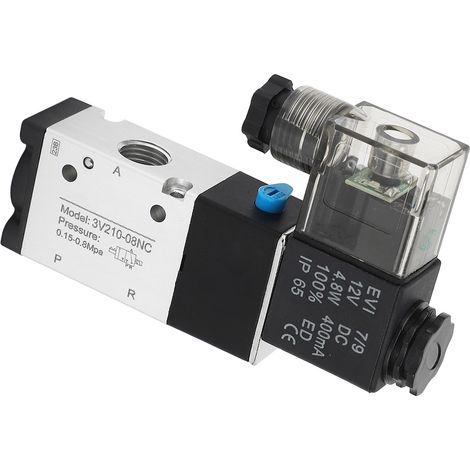 Pneumatisches Magnetventil 1/4 Zoll NPT, 2 Positionen, 3 Wege, Schutzart IP65, luftbetrieben, 12 V DC (1/5)