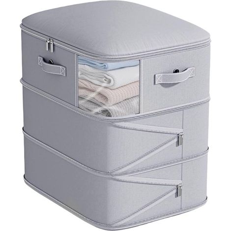 Sac de rangement pour couette - Organisateur de vêtements et couvertures - Gain de place - Compression ajustable - 26,4 cm (L) x 21,7 cm (l) x 4,8 cm (H) (1/4)