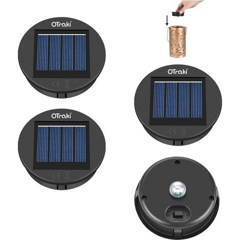 4 Pièces Lampe Solaire de Rechange 8cm, 1.2V 600mAh Lampes Solaires de Rechange avec Ampoule LED, IP65 Étanche Remplacement de Couvercles Solaires pour Lanterne de Jardin, Terrasse et Extérieur (1/5)