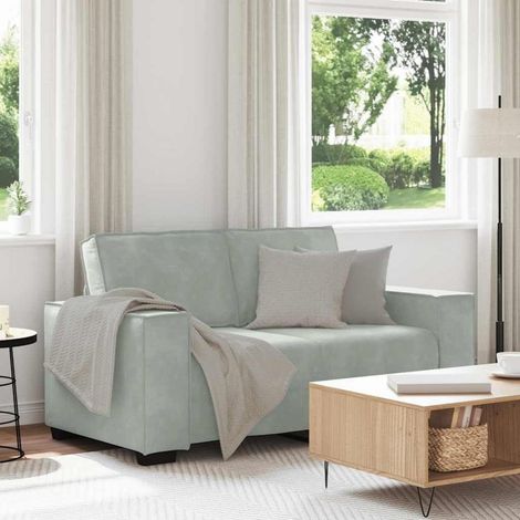 2-Sitzer Sofa Stoff 120 cm Hellgrau mit breiten Armlehnen (1/5)