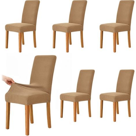 Fundas para sillas de comedor,Paquete de 6,Fundas para sillas,Fundas decorativas para asientos,Largo/Ancho/Alto: 38,48 / 38,48 / 47,58 cm (1/5)