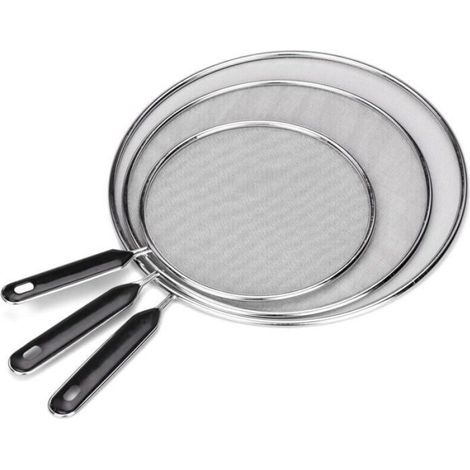 Protection Anti-éclaboussures Cuisine, 3 Pièces, Couvercle Acier Inox, Poignée (1/4)