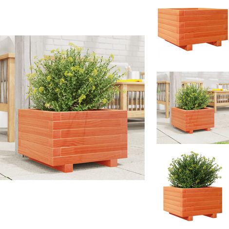 Pflanzkübel Wachsbraun 40x40x26,5 cm Massivholz Kiefer - Holzpflanze - Holzhintergrund - Gartendekoration - Blumenerde - Kübelpflanzen (1/5)