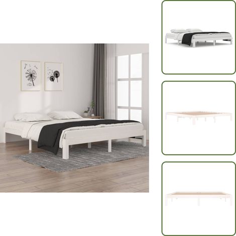 Massivholzbett Weiß 180x200 cm - Holzbett - Massivholzbette - Kiefernbett - Doppelbett - Boxspringbettrahmen (1/5)