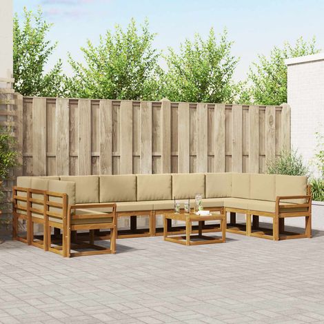 vidaXL Outdoor-Sofagarnitur mit Kissen 11 pcs Natur und Beige (1/5)