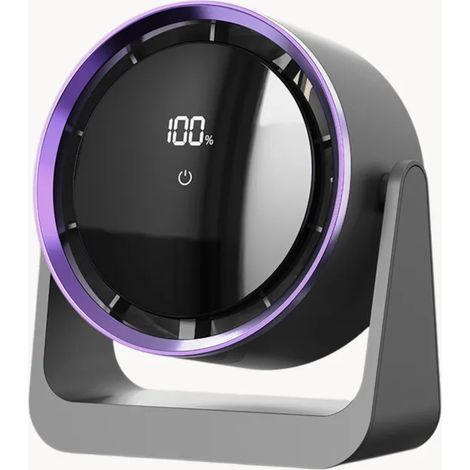 Ventilateur mural/de bureau 2 en 1 (noir), écran LCD, chargement USB, portable (1/5)
