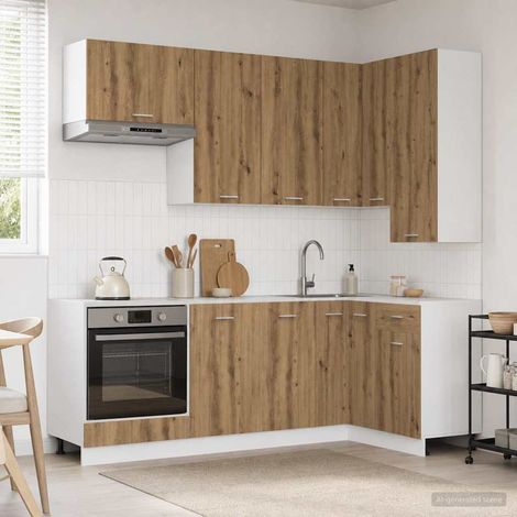 vidaXL Unité de cuisine LYON 8 pcs Chêne artisanal Bois d'ingénierie (1/5)