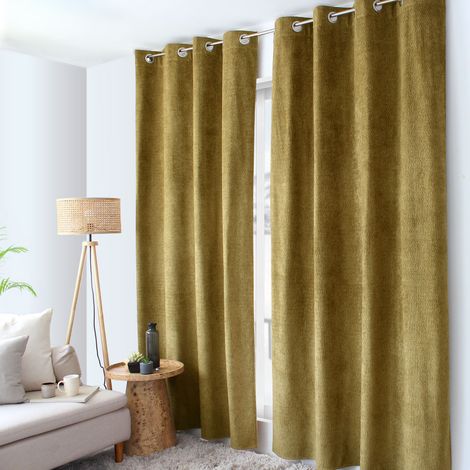 Rideau thermique ALPAGA 140 x 240 cm – Velours chenillé – Doublure polaire - 140x240cm - Bronze (1/2)