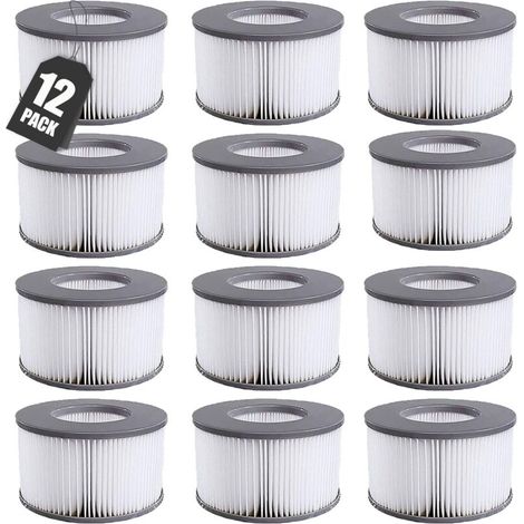 Cartucce filtranti per filtri MSpa, 12 pezzi. Filtro compatibile con i modelli MSpa Whirlpool dal 2020 in poi. Cartuccia filtrante per piscine gonfiabili, vasche idromassaggio e spa. (1/4)