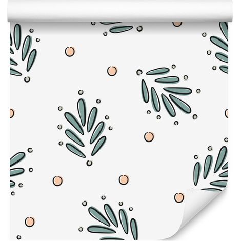 Papel pintado con flores pequeñas en blanco, gris claro y gris, 50x1000 cm. (1/5)