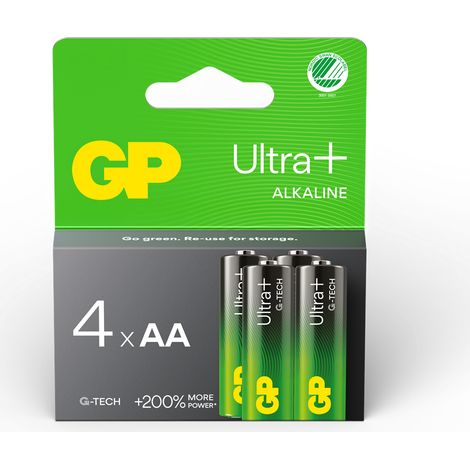 GP - Ultra Plus Alkaline Battery, Size AA, 15AU/LR6, 1.5V (4-pack)